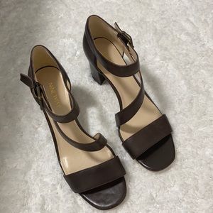 Never worn, mid heeled sandals.